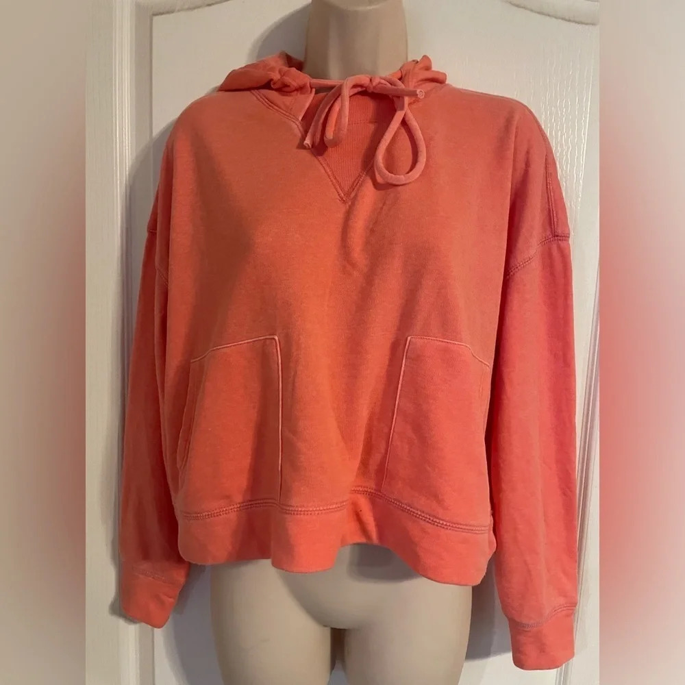 Adyson Parker Coral Semi Cropped Hooded Sweatshirt Sz XS‎